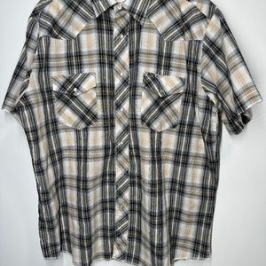 Vintage Wrangler Plaid Pearl‎ Snap Western Shirt - XL